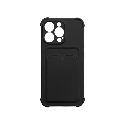 Husa Premium, iPhone 13 Cu Protectie Camera, Colturi Intarite, Suport Card, Negru